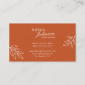 Terracotta & Beige Boho Minimalist Business Card 名刺 (裏面)