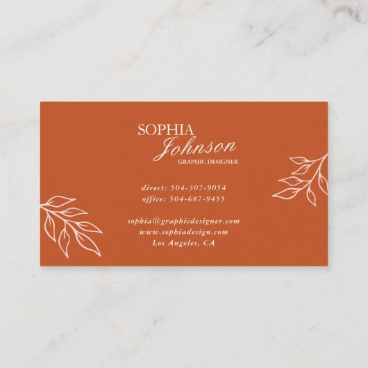 Terracotta & Beige Boho Minimalist Business Card 名刺 (裏面)