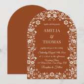 Terracotta Beige Wildflower Wedding Invitation 招待状 (正面/裏面)