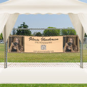 Terracotta & Black Script QR Code Minimalist Booth 横断幕