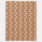 Terracotta Blanket Groovy 70s Flower Design フリースブランケット (正面)