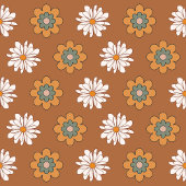 Terracotta Blanket Groovy 70s Flower Design フリースブランケット
