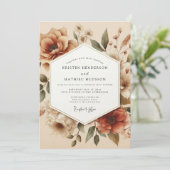 Terracotta Bloom Autumn Romance Wedding 招待状 (スタンド正面)