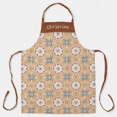 Terracotta Bloom Tile Pattern Personalized Name エプロン (正面)