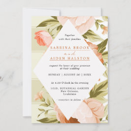 Terracotta Blooming Rose Hydrangea Floral Wedding 招待状