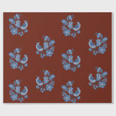 Terracotta & Blue Folk Art Bird ラッピングペーパー (フラット)
