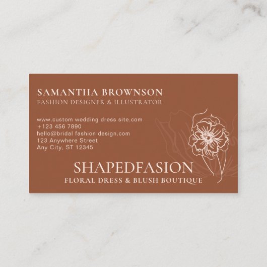 Terracotta Blush Flower Prom Dresses Seamstress 名刺 (裏面)