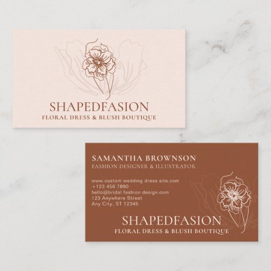 Terracotta Blush Flower Prom Dresses Seamstress 名刺 (正面/裏面)