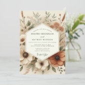 Terracotta Bohemian Flora Wedding 招待状 (スタンド正面)