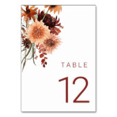 Terracotta Bohoの結婚フローラ:夏と秋 テーブルナンバー (正面)