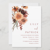 Terracotta Bohoの結婚フローラ：夏と秋 招待状 (正面)