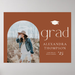 Terracotta Bohoミニマリストアーチ写真卒業 ポスター