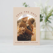 Terracotta Boho日付を保存するフォトラインアート セーブザデート (スタンド正面)