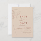 Terracotta Boho日付を保存するフォトラインアート セーブザデート (裏面)