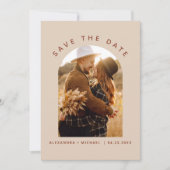 Terracotta Boho日付を保存するフォトラインアート セーブザデート (正面)