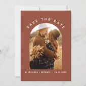 Terracotta Boho日付を保存するフォトラインアート セーブザデート (正面)