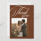 Terracotta Boho書道台本写真結婚の写真 サンキューカード (正面)