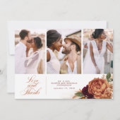 Terracotta Boho'結婚s Thank You 3枚 サンキューカード (正面)