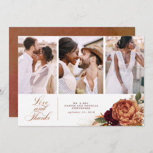 Terracotta Boho'結婚s Thank You 3枚 サンキューカード