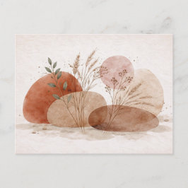 Terracotta Boho Abstract Botanical Watercolor ポストカード