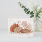 Terracotta Boho Abstract Botanical Watercolor  ポストカード (スタンド正面)