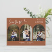 Terracotta Boho Arch写真QRコード日付を保存 招待状 (スタンド正面)