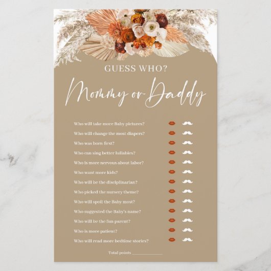 Terracotta Boho arch誰のママまたはパパのゲームを推測 (正面)