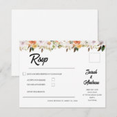 Terracotta Boho Autumn Floral Wedding 出欠カード (正面/裏面)