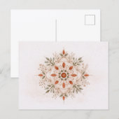 Terracotta Boho Botanical Mandala Watercolor ポストカード (正面/裏面)