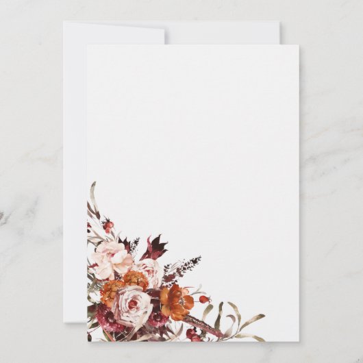 Terracotta Boho Floral Bridal Shower Invitation 招待状 (裏面)