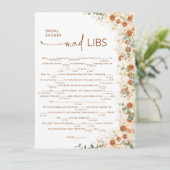Terracotta Boho Floral Bridal Shower Mad Libs Game (スタンド正面)