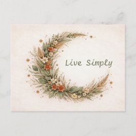 Terracotta Boho Floral Crescent Moon Botanical ポストカード