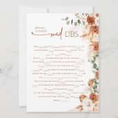 Terracotta Boho Floral Mad Lib Bridal Shower Game  (正面)