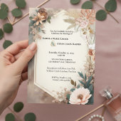 Terracotta Boho Floral Wedding Invite 招待状