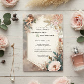 Terracotta Boho Floral Wedding Invite 招待状