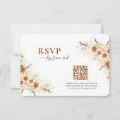 Terracotta Boho Floral Wedding RSVP with QR Code (正面)