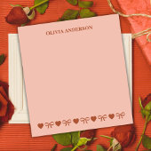 Terracotta Boho Hearts & Bows Valentines Day ノートパッド