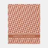 Terracotta Boho Hearts Valentine Gift フリースブランケット (正面)