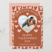 Terracotta Boho Hearts Valentine’s Gift Photo シーズンカード (正面/裏面)