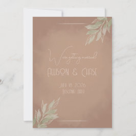 Terracotta Boho Minimalist Save the Date card 招待状