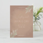 Terracotta Boho Minimalist Save the Date card 招待状 (スタンド正面)