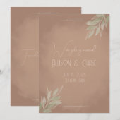 Terracotta Boho Minimalist Save the Date card 招待状 (正面/裏面)