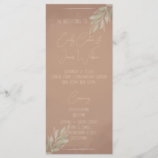 Terracotta Boho Minimalist Wedding プログラム (正面)