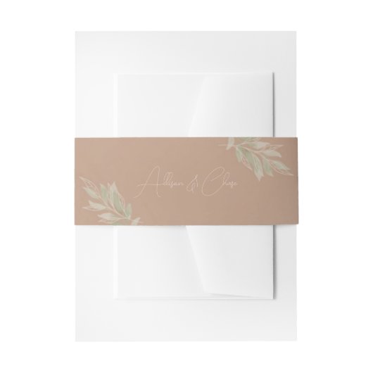 Terracotta Boho Minimalist Wedding 招待状ベリーバンド (正面例)
