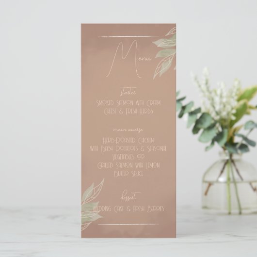 Terracotta Boho Minimalist Wedding Menu メニュー (スタンド正面)