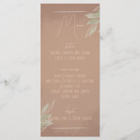 Terracotta Boho Minimalist Wedding Menu メニュー (正面)