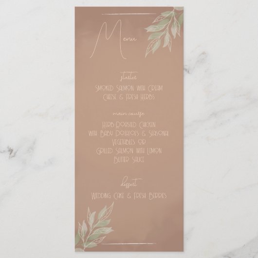 Terracotta Boho Minimalist Wedding Menu (style 2) メニュー (正面)