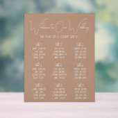 Terracotta Boho Minimalist Wedding Seating Chart アクリルサイン (ニュートラル)