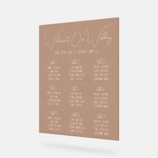 Terracotta Boho Minimalist Wedding Seating Chart アクリルサイン (傾斜)