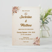 Terracotta Boho Pampas Floral Wedding 招待状 (スタンド正面)